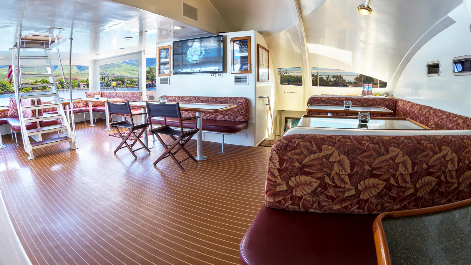 Main Salon with Cushioned Seating and 8 Tables of various sizes